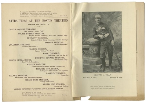 1894 Boston Elks Souvenir Program Featuring Mike "King" Kelly